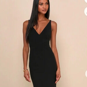 LULU'S Wm’s Melora Black Sleeveless Maxi Evening Mermaid formal XS #0180